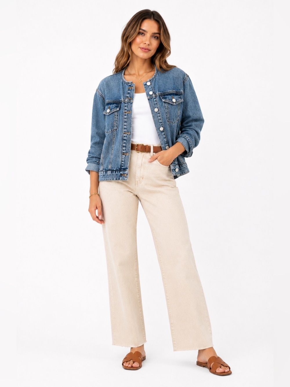 NWT BLANKNYC Heads Up OversizedCollarless Denim Jacket XSMedium Wash 100% Cotton
